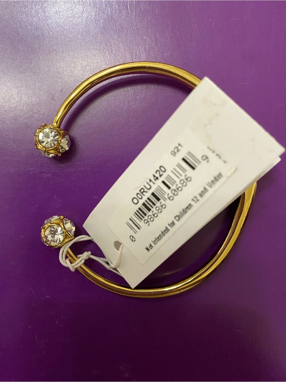 Kate Spade Gold Tone Crystal-Accent Open Cuff Bracelet
